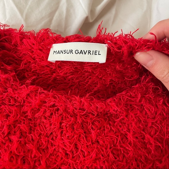 MANSUR GAVRIEL fuzzy faux-fur silk red sweater - Picture 2 of 10
